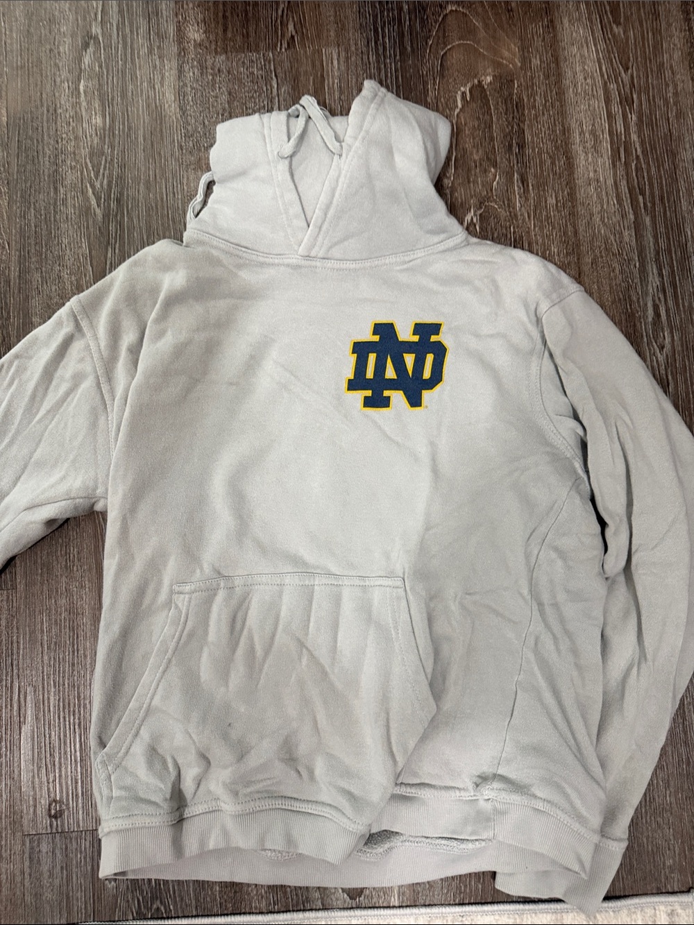 Grey Pullover Hoodie with Embroidered ND Logo size small